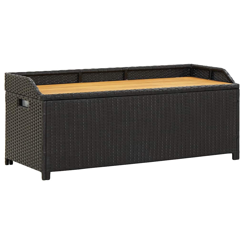 Garden Storage Bench 120 cm Poly Rattan Black