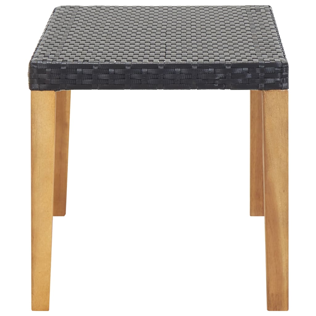 Garden Bench 120 cm Black Poly Rattan and Solid Acacia Wood