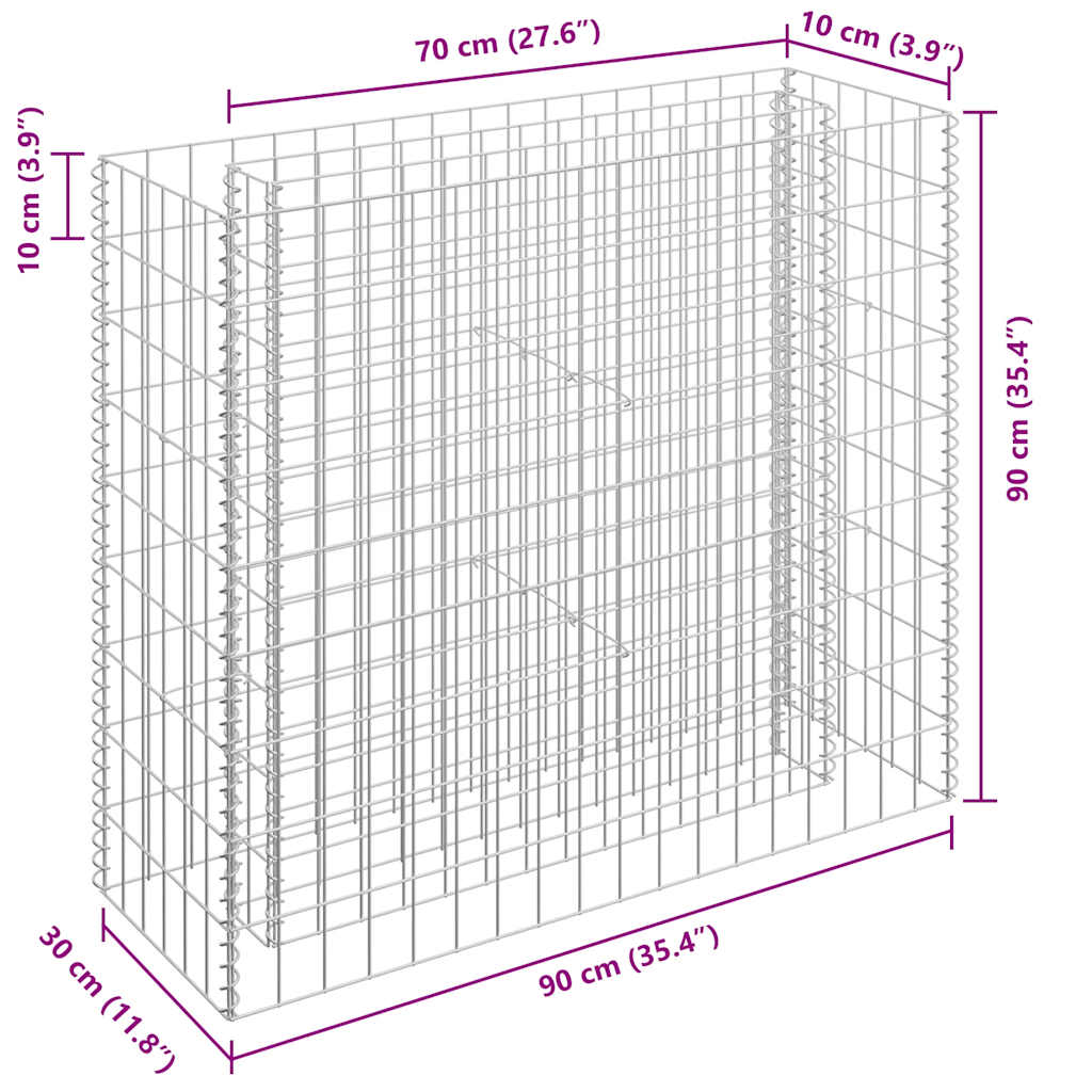 Gabion Raised Bed Galvanised Steel 90x30x90 cm
