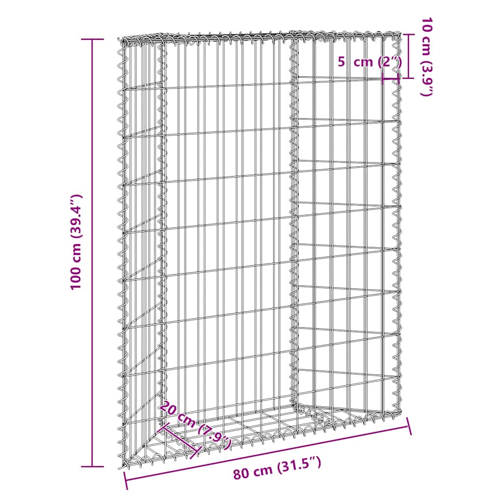 Trapezium Gabion Raised Bed Galvanised Steel 80x20x100 cm