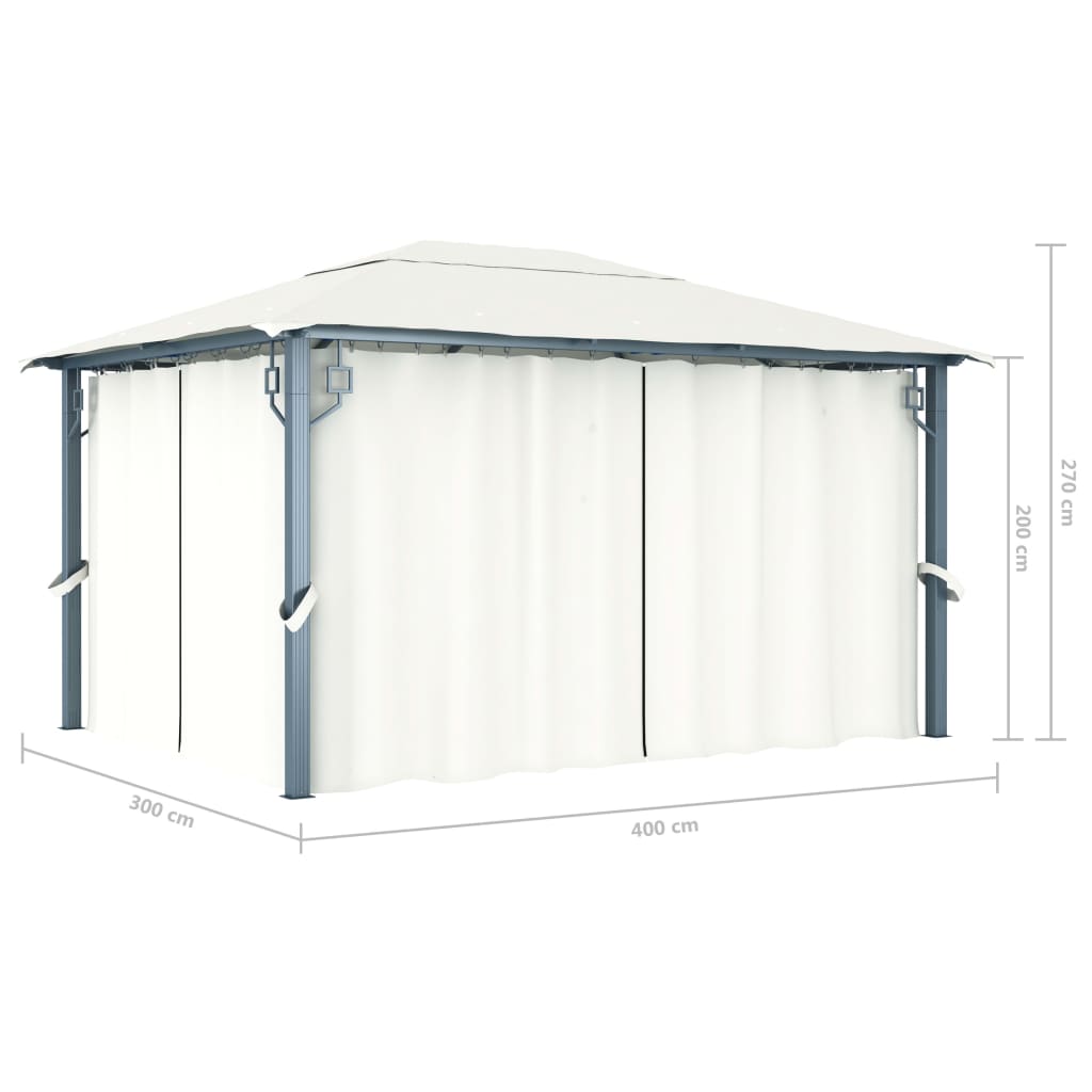 Gazebo with Curtain 400 x 300 cm Cream Aluminium