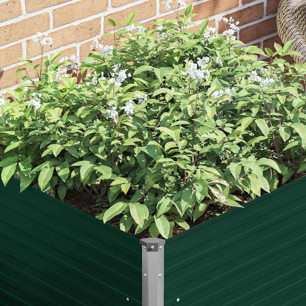 Raised Garden Bed 100x100x77 cm Galvanised Steel Green