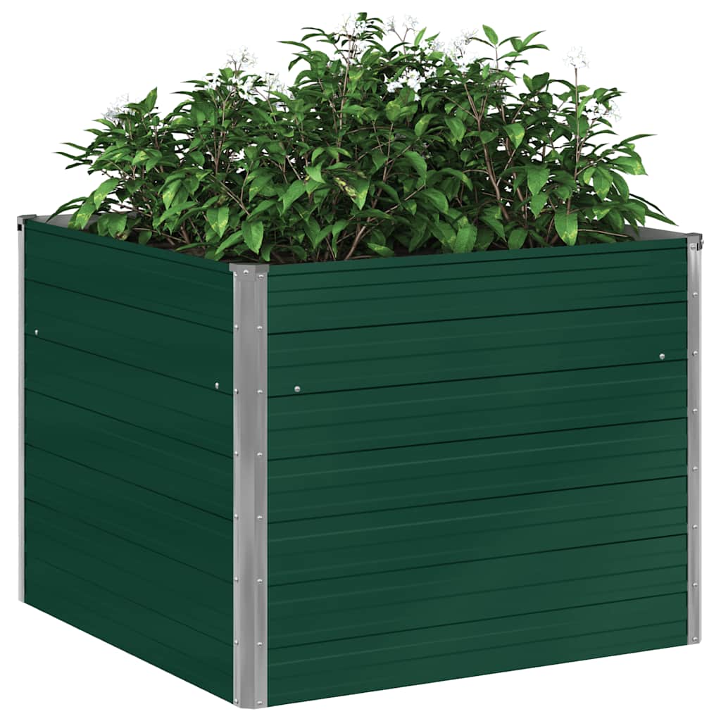 Raised Garden Bed 100x100x77 cm Galvanised Steel Green
