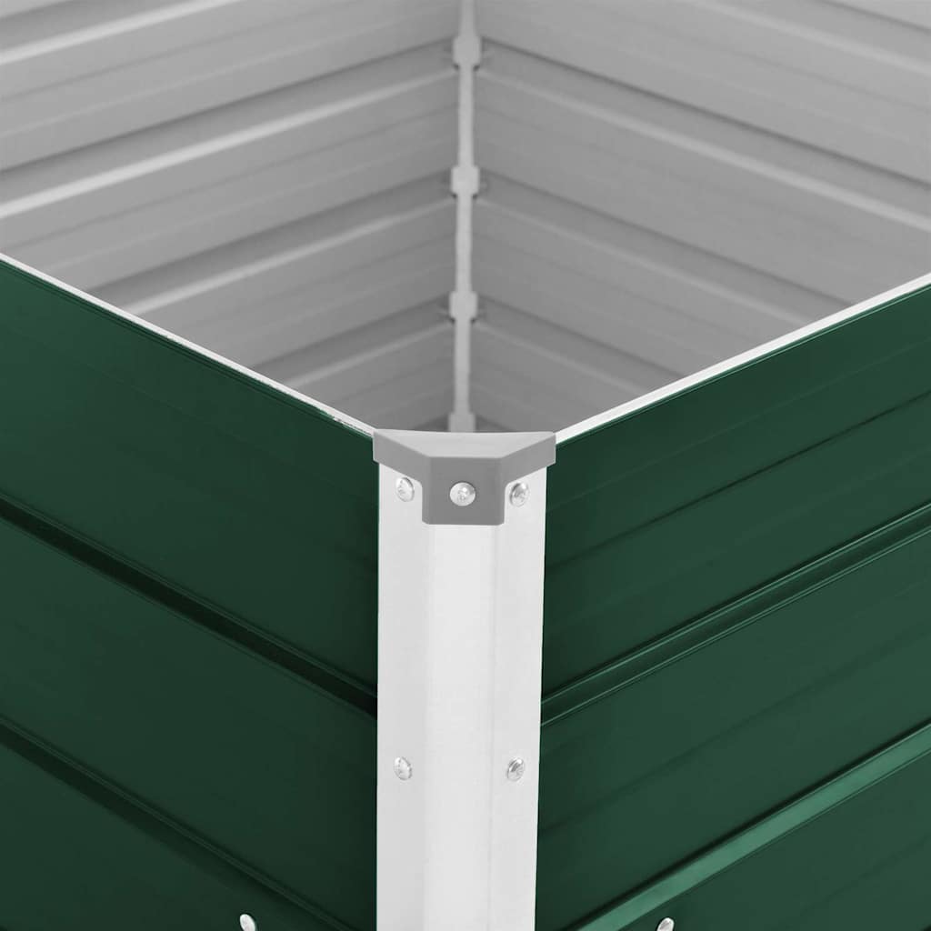 Raised Garden Bed 100x100x77 cm Galvanised Steel Green
