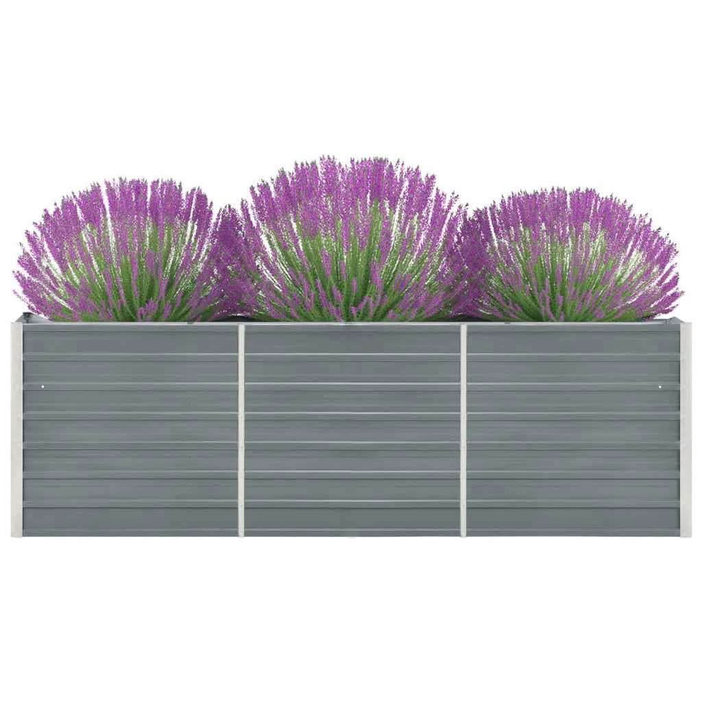 Garden Raised Bed Galvanised Steel 240x40x77 cm Grey