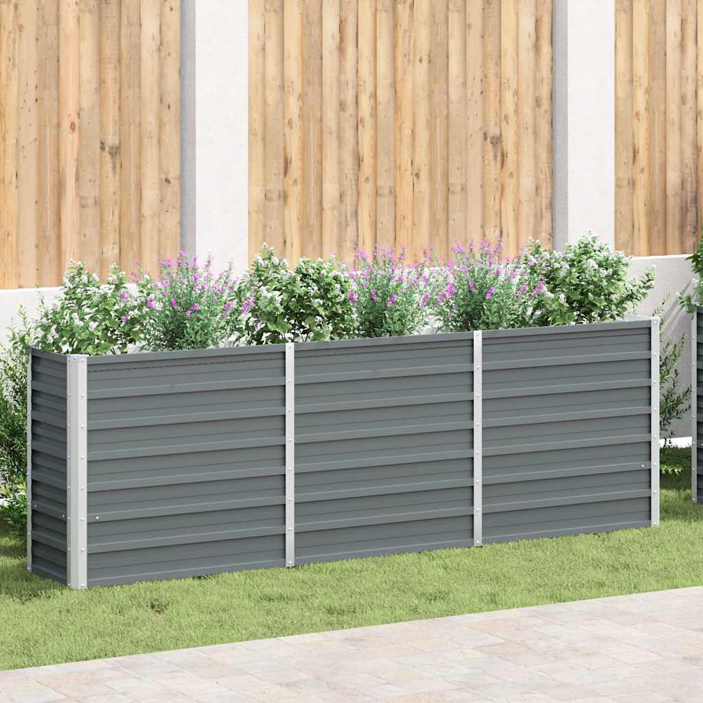 Garden Raised Bed Galvanised Steel 240x40x77 cm Grey