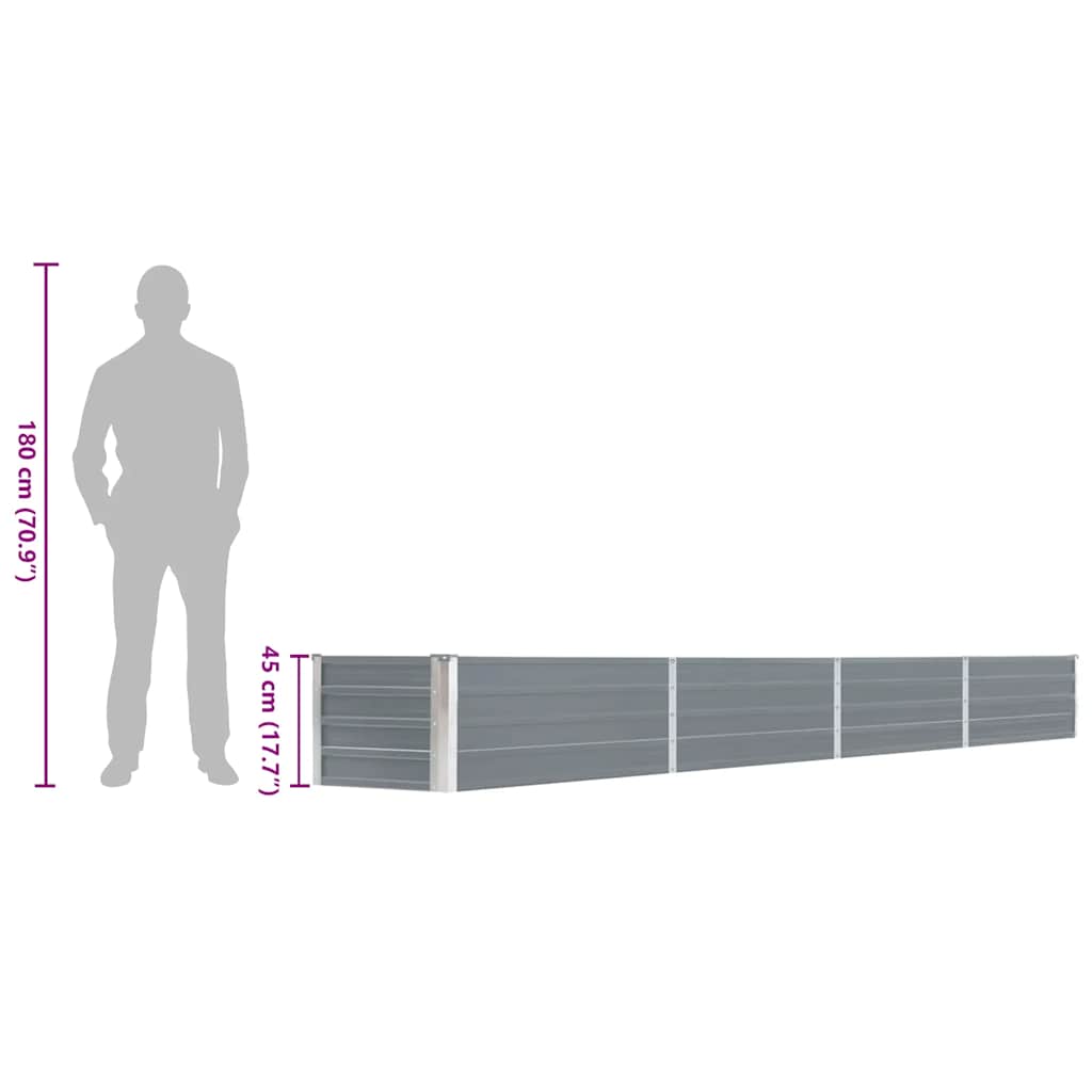 Garden Raised Bed Galvanised Steel 320x40x45 cm Grey