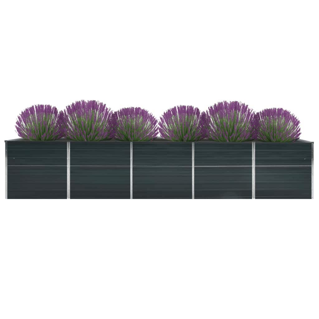 Garden Raised Bed Galvanised Steel 400x80x77 cm Anthracite