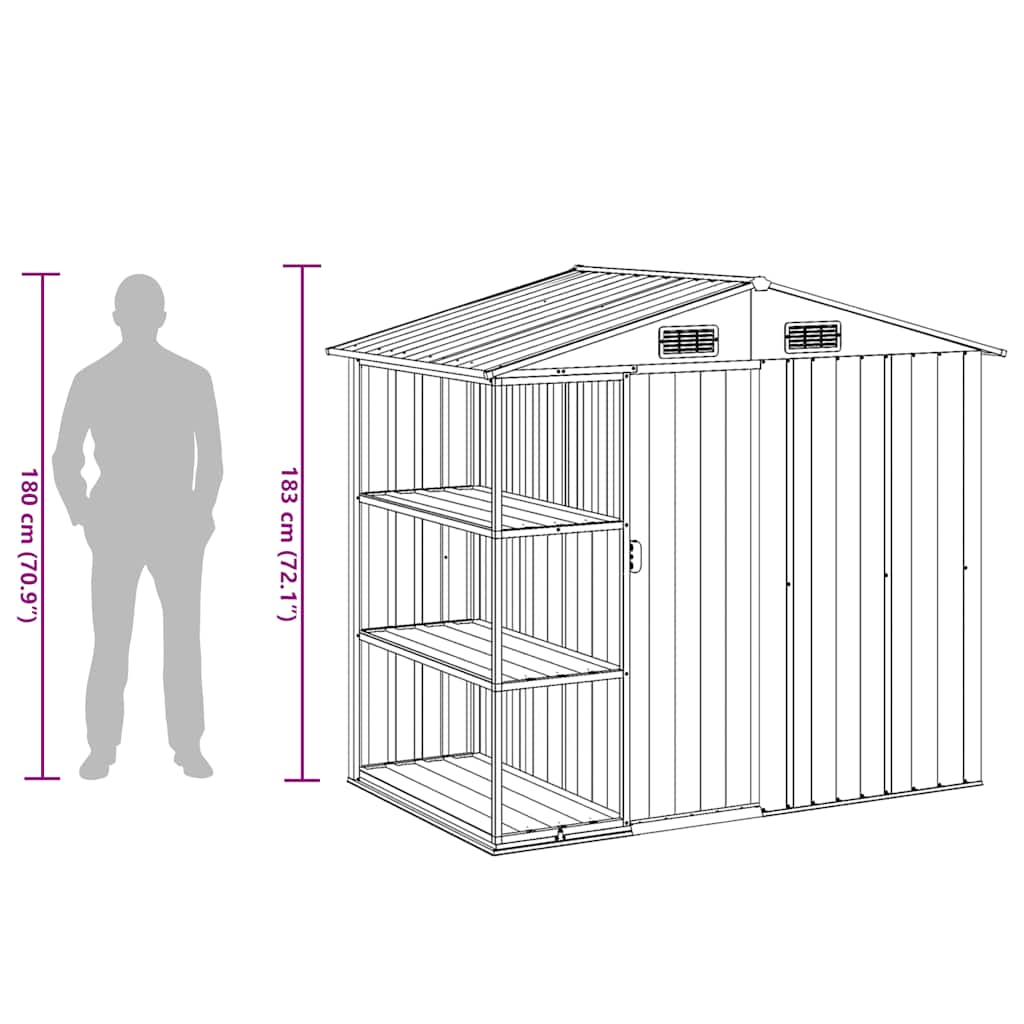 Garden Shed with Rack Green 205x130x183 cm Iron