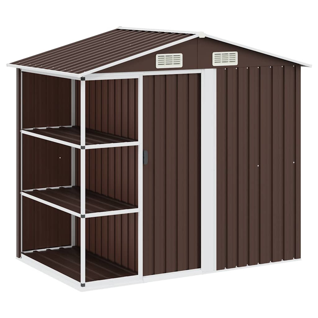 Garden Shed with Rack Brown 205x130x183 cm Iron