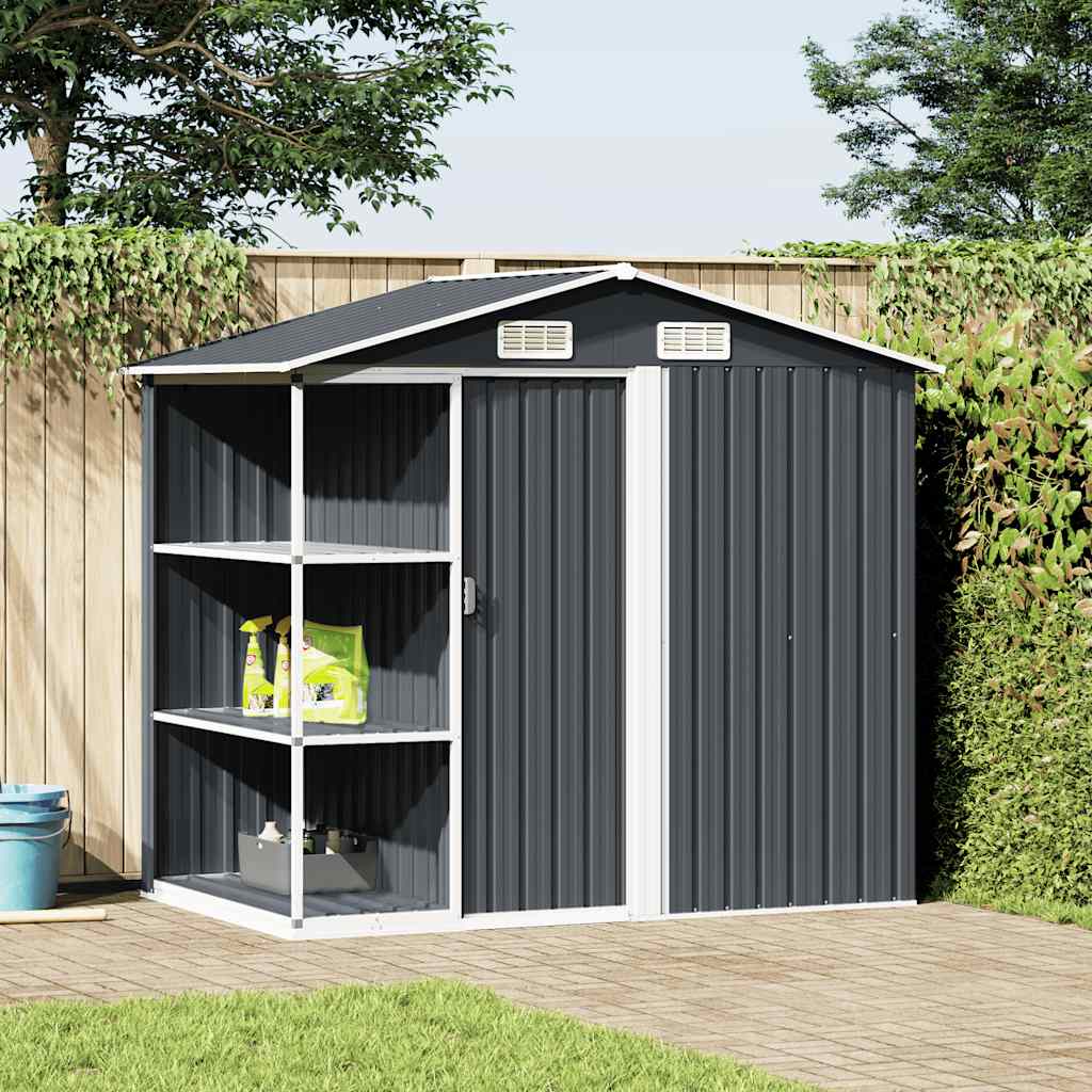 Garden Shed with Rack Anthracite 205x130x183 cm Iron