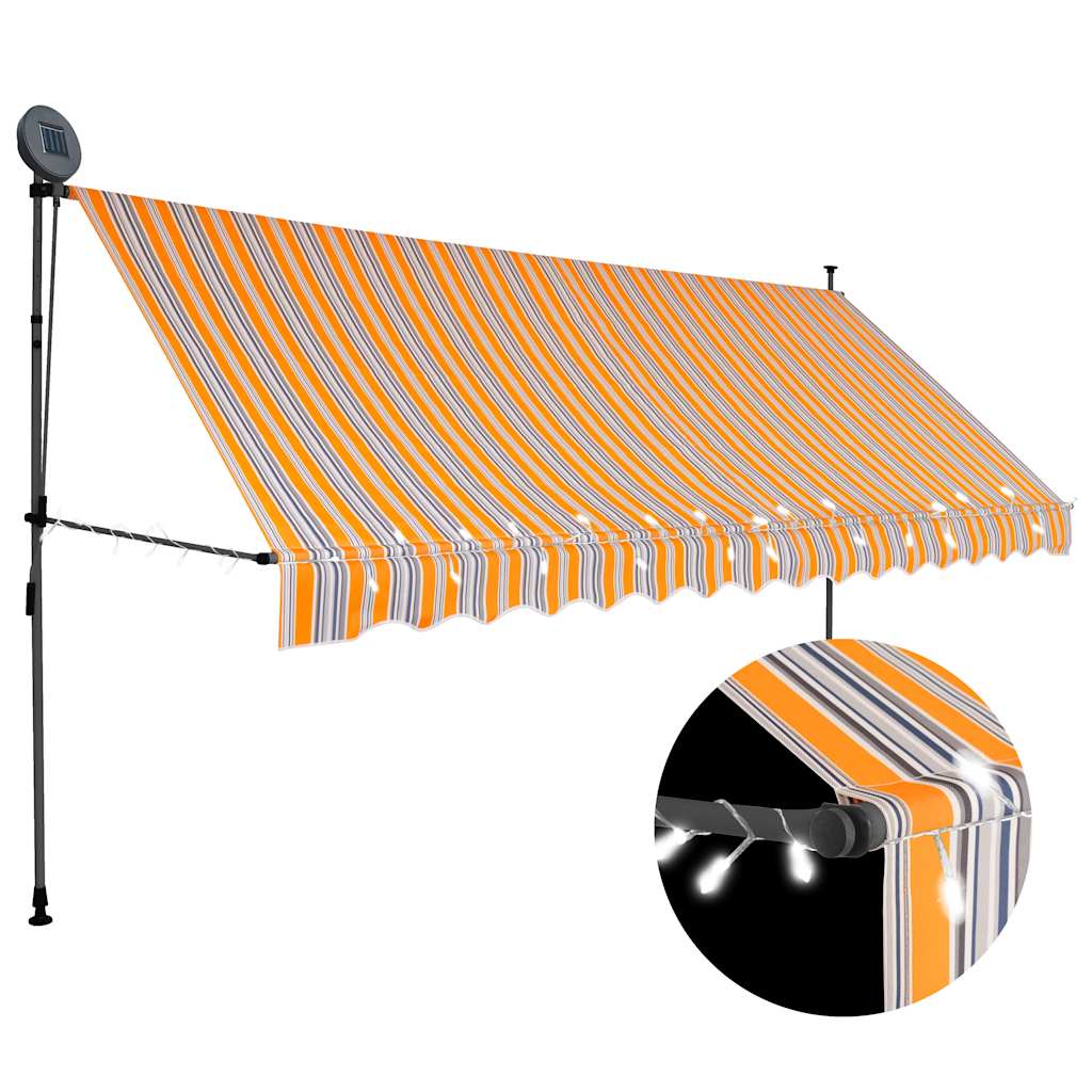 Manual Retractable Awning with LED 350 cm Yellow and Blue