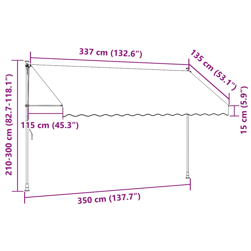 Manual Retractable Awning with LED 350 cm Yellow and Blue