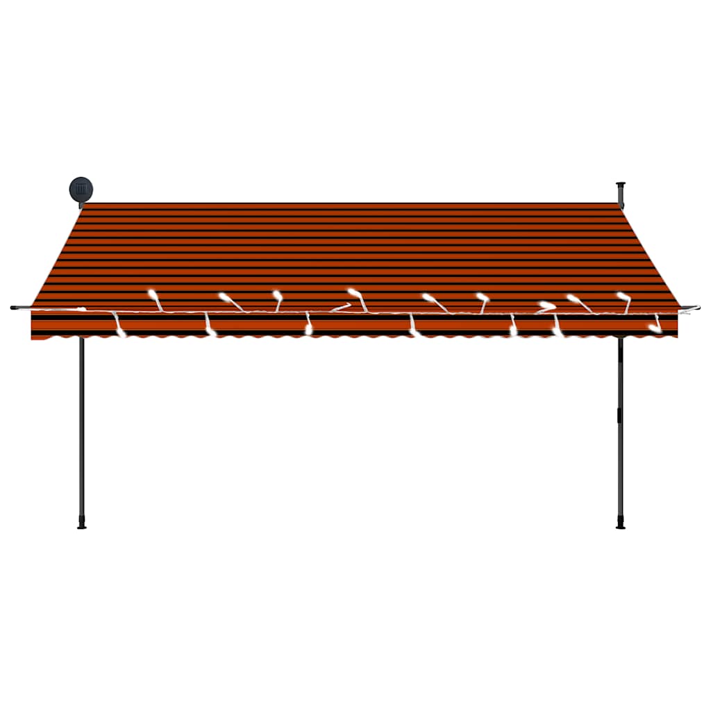 Manual Retractable Awning with LED 350 cm Orange and Brown