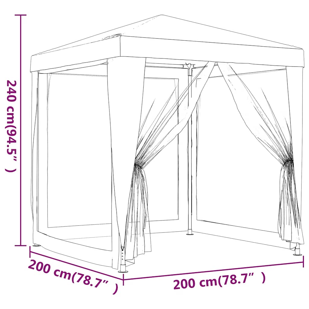 Party Tent with 4 Mesh Sidewalls 2x2 m White