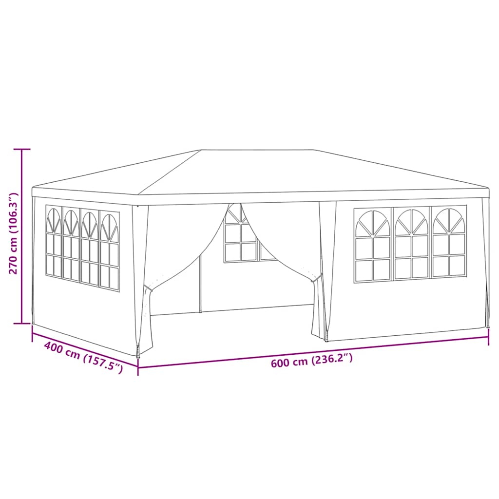 Professional Party Tent with Side Walls 4x6 m White 90 g/m?