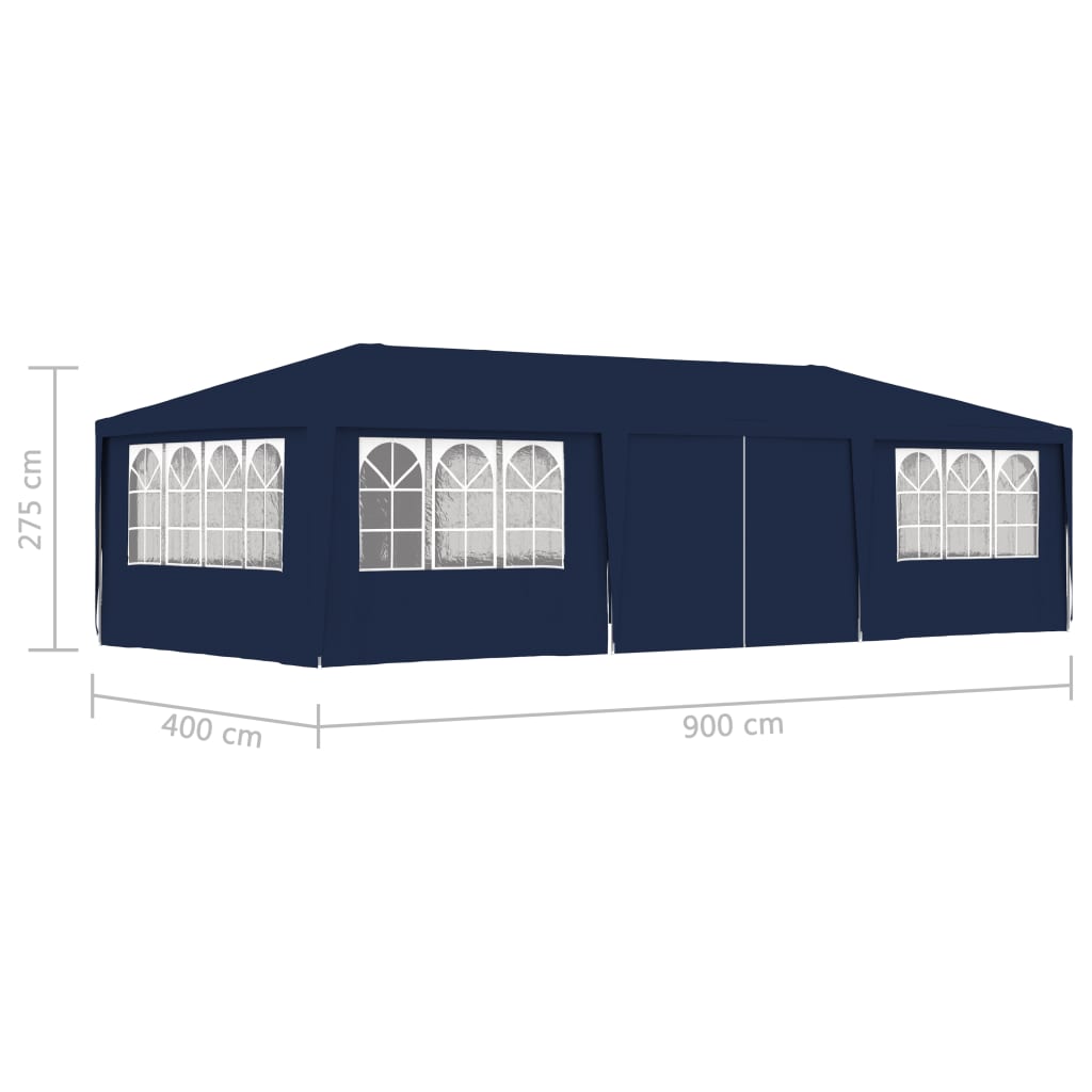 Professional Party Tent with Side Walls 4x9 m Blue 90 g/m?