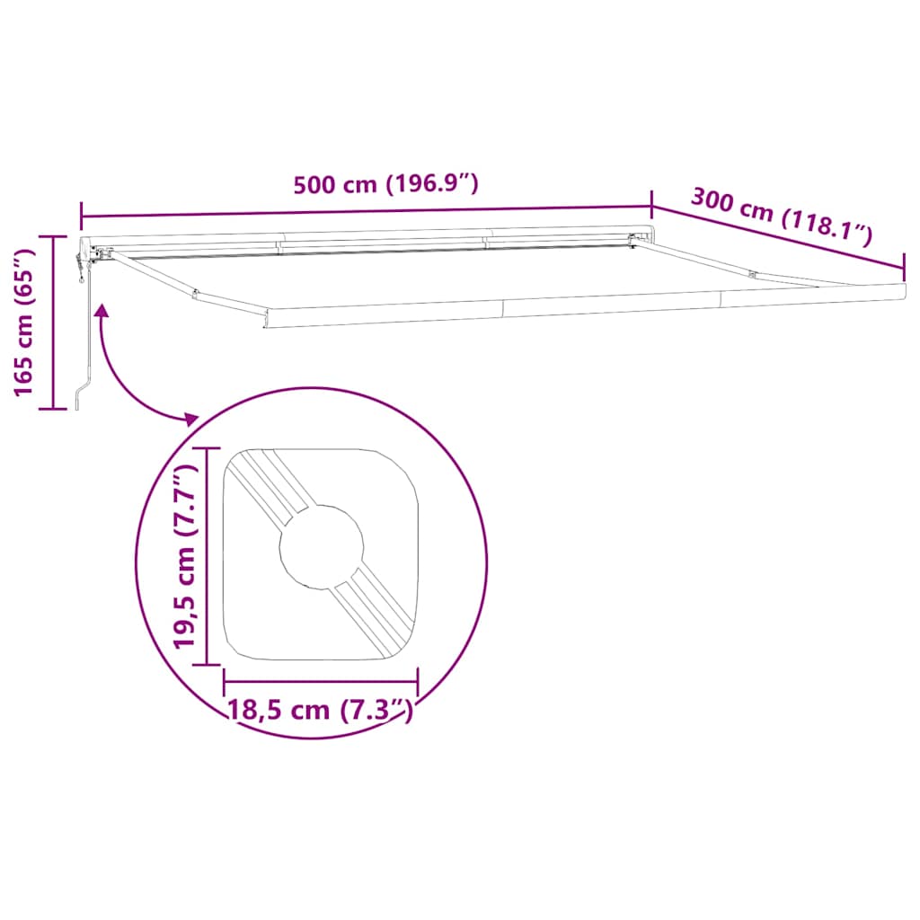 Awning White 5 x 3 m Metal