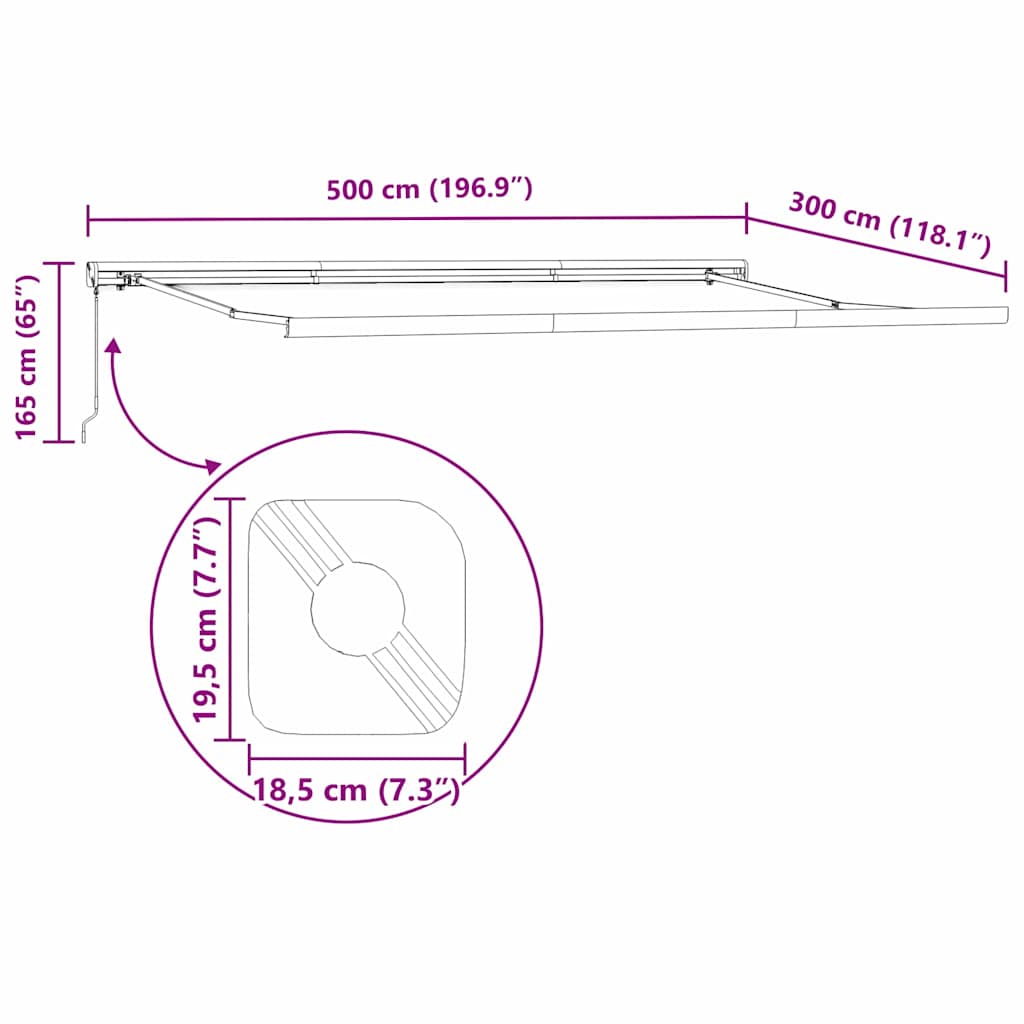 Awning Manual Anthracite 5 x 3 m Metal