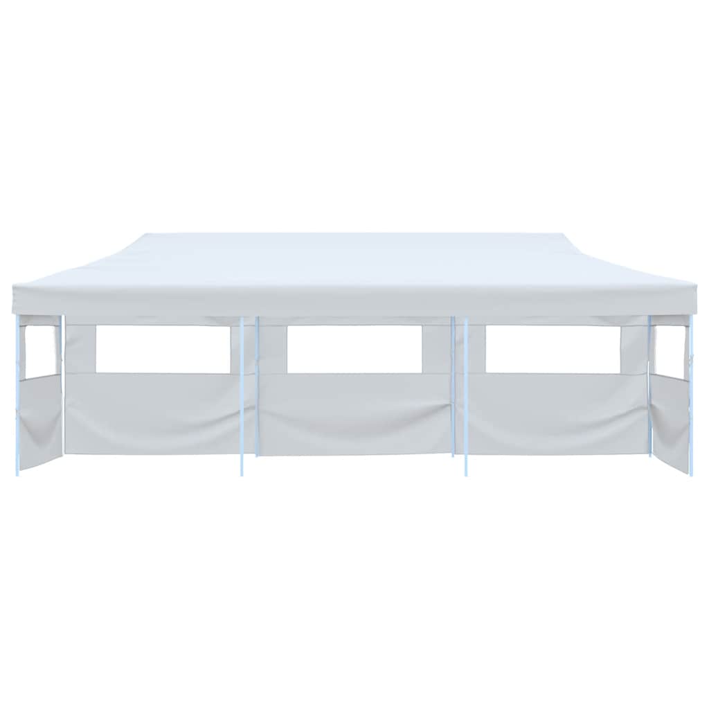 Folding Pop-up Party Tent with 5 Sidewalls 3x9 m White