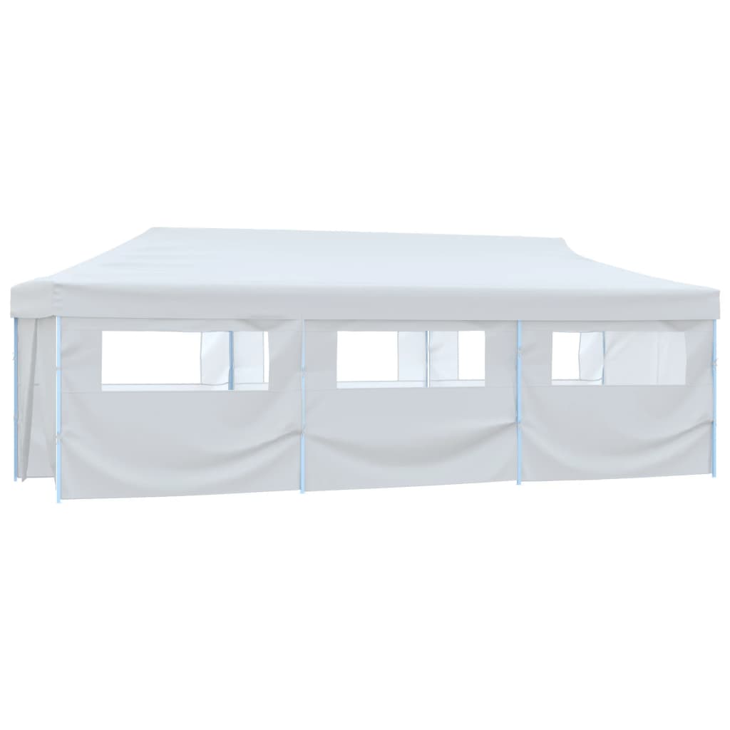 Folding Pop-up Party Tent with 8 Sidewalls 3x9 m White