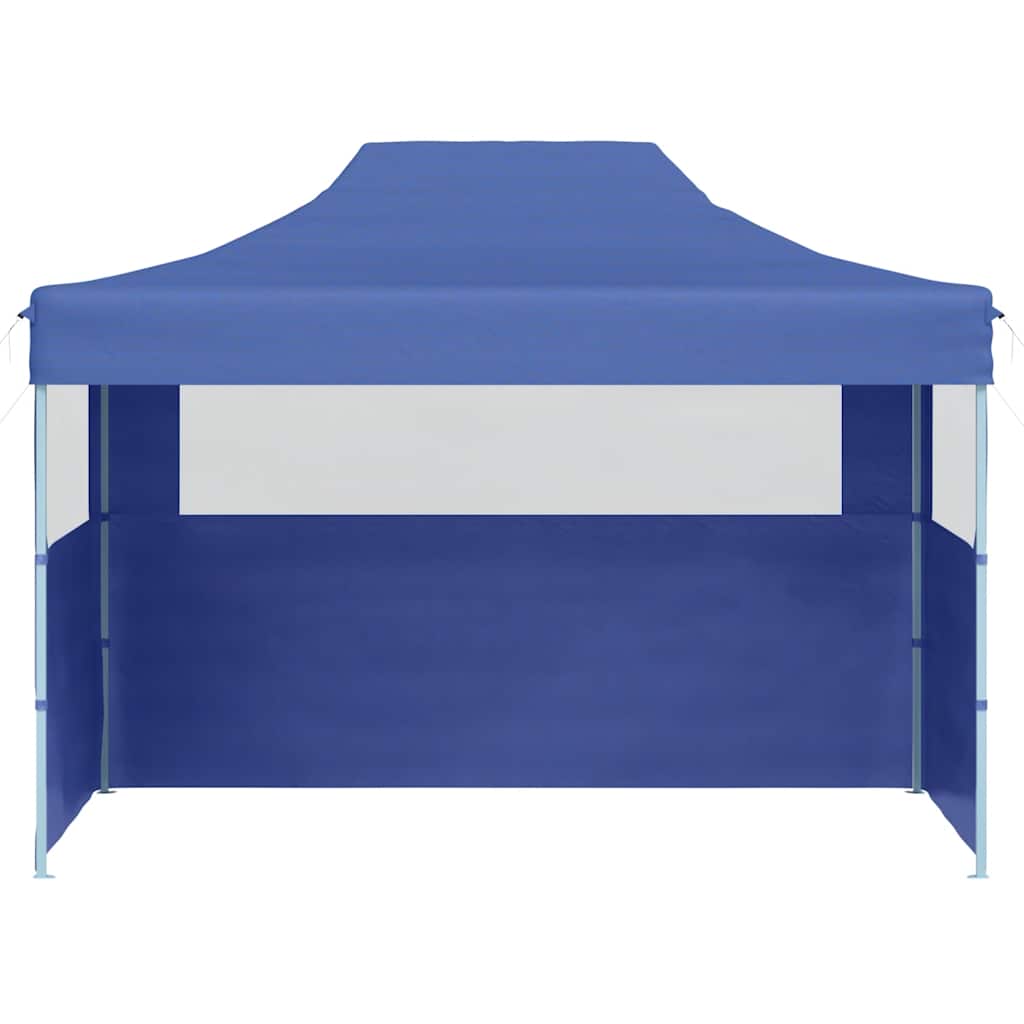 Professional Folding Party Tent with 3 Sidewalls 3x4 m Steel Blue