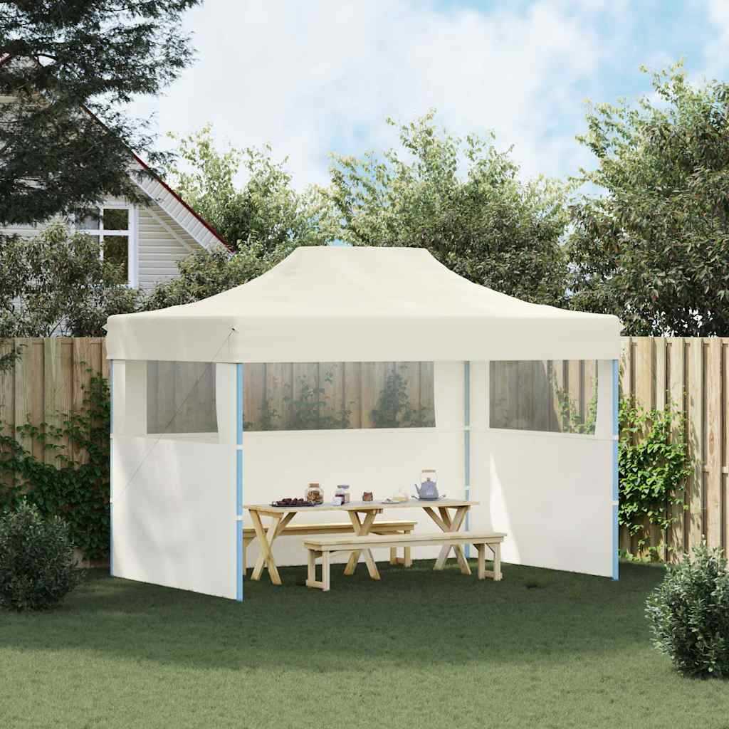 Professional Folding Party Tent with 3 Sidewalls 3x4 m Steel Cream