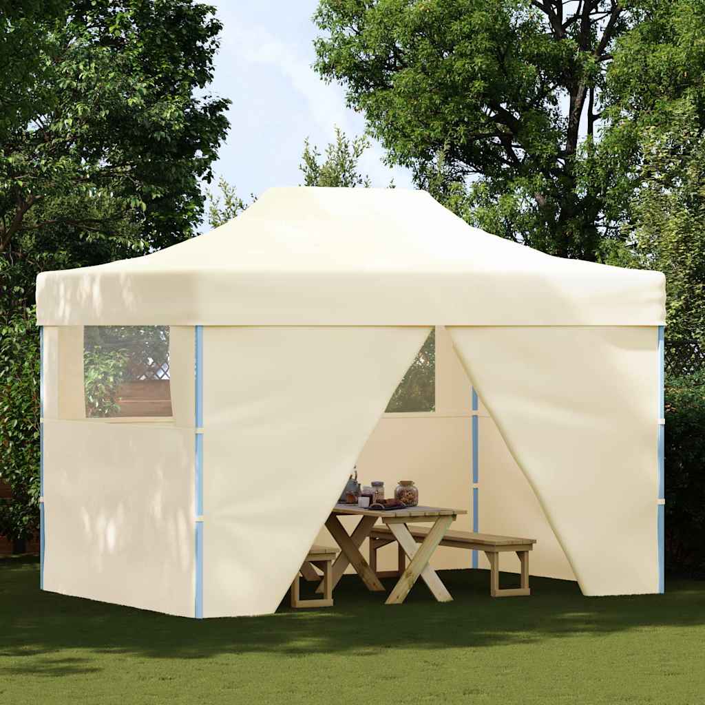 Professional Folding Party Tent with 4 Sidewalls 3x4 m Steel Cream