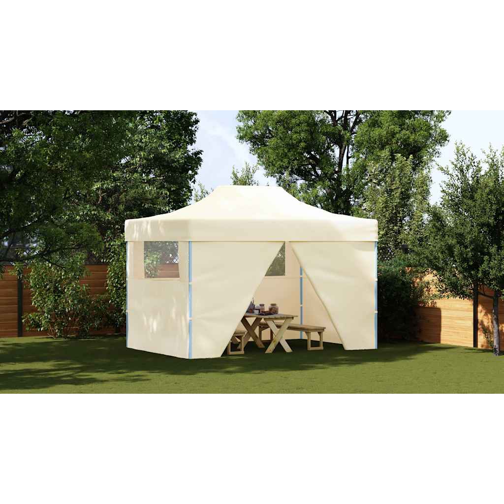 Professional Folding Party Tent with 4 Sidewalls 3x4 m Steel Cream