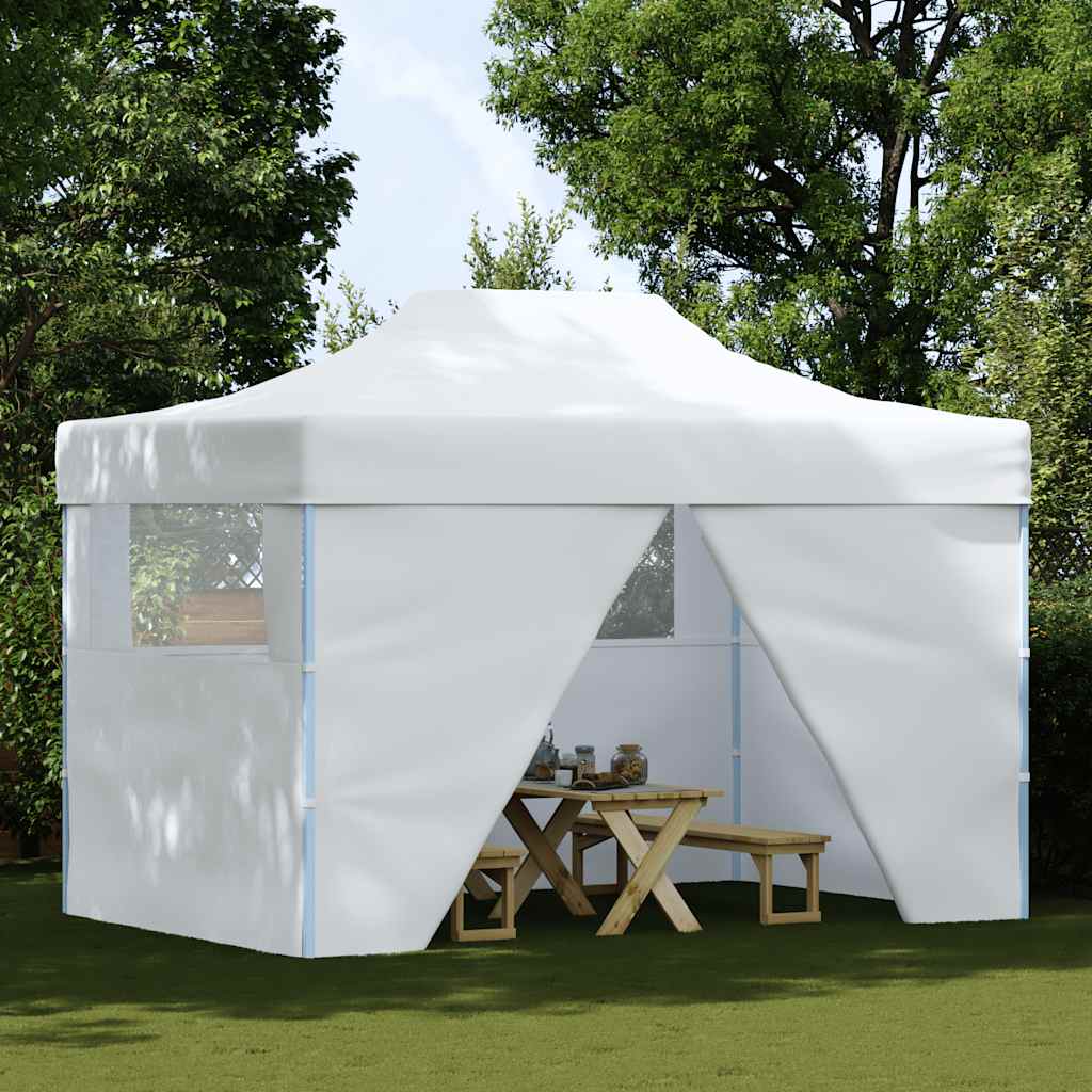 Professional Folding Party Tent with 4 Sidewalls 280x410x315 cm Steel White