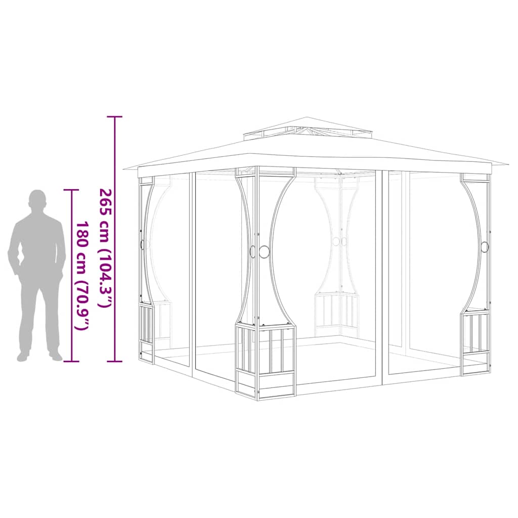 Gazebo with Nets 300x300x265 cm Cream