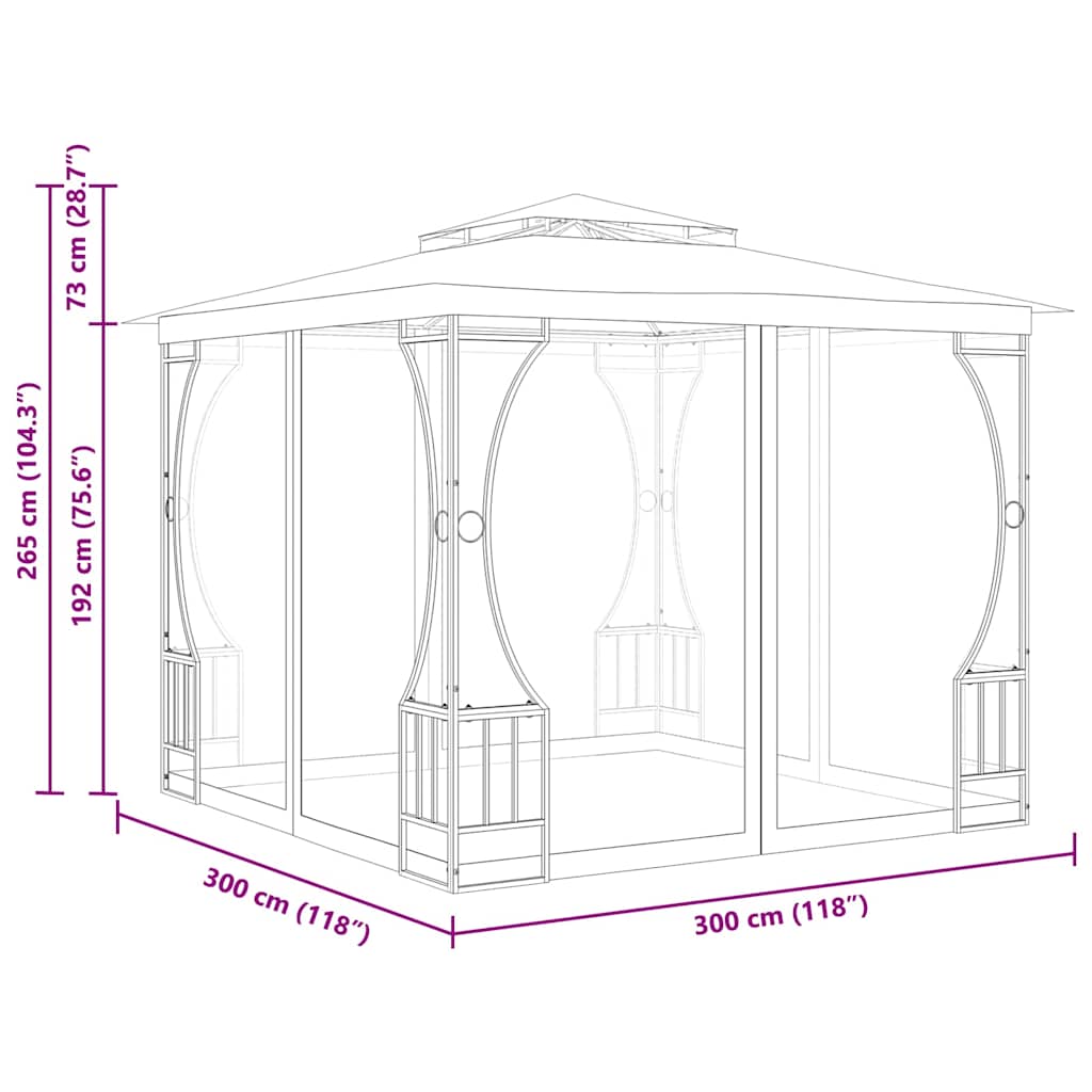 Gazebo with Nets 300x300x265 cm Anthracite