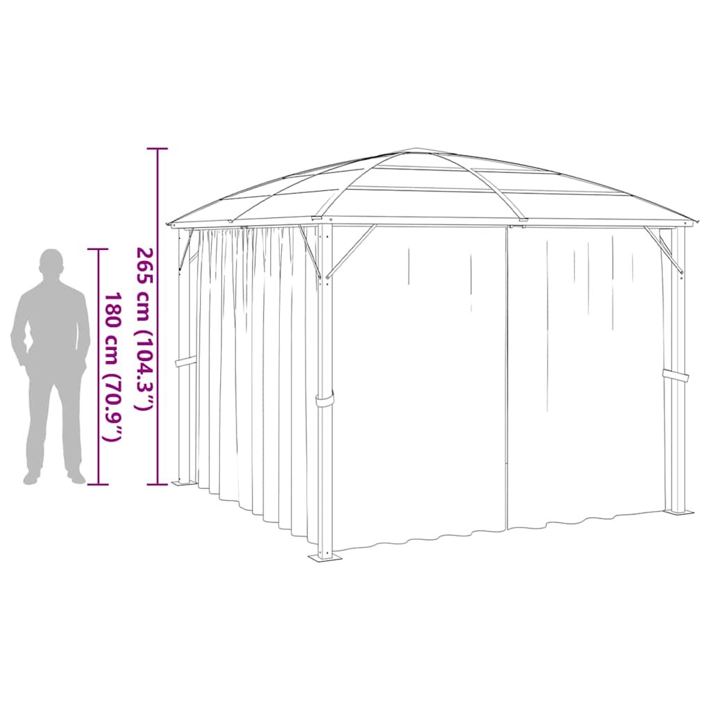 Gazebo with Curtains 300x300x265 cm Anthracite