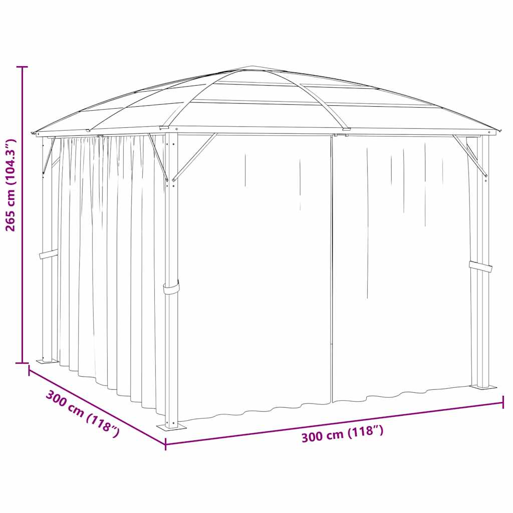 Gazebo with Curtains 300x300x265 cm Anthracite