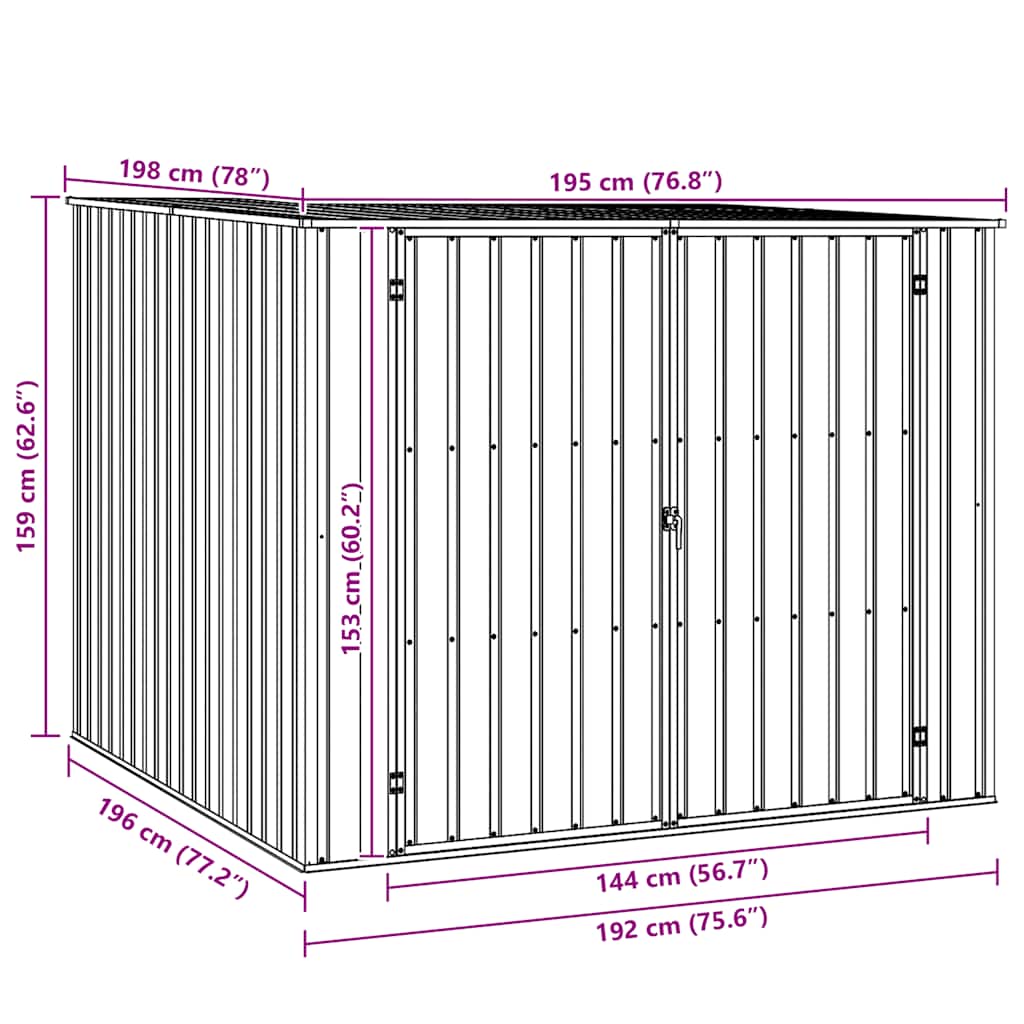 Garden Shed Green 195x198x159 cm Galvanised Steel