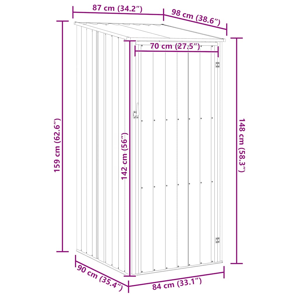 Garden Shed Anthracite 87x98x159 cm Galvanised Steel