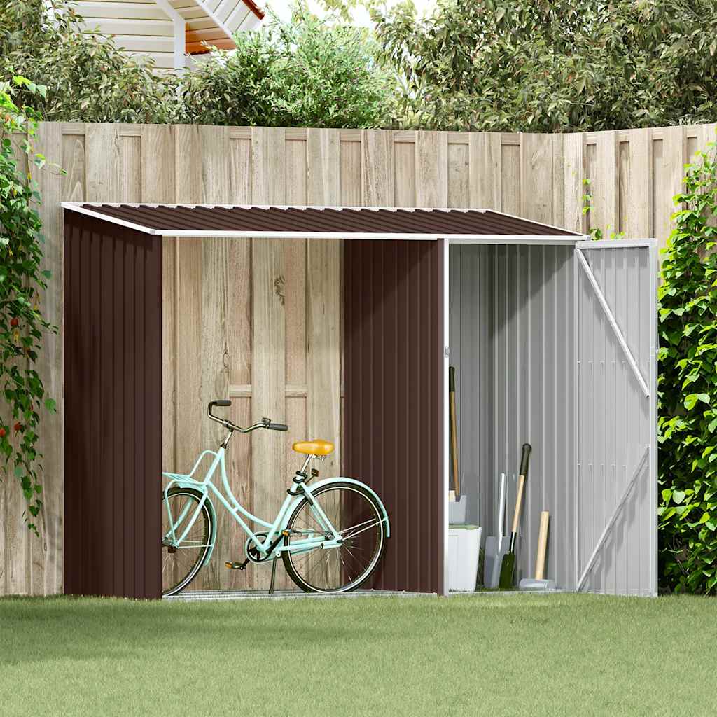 Garden Firewood Shed Brown 245x98x159 cm Galvanised Steel