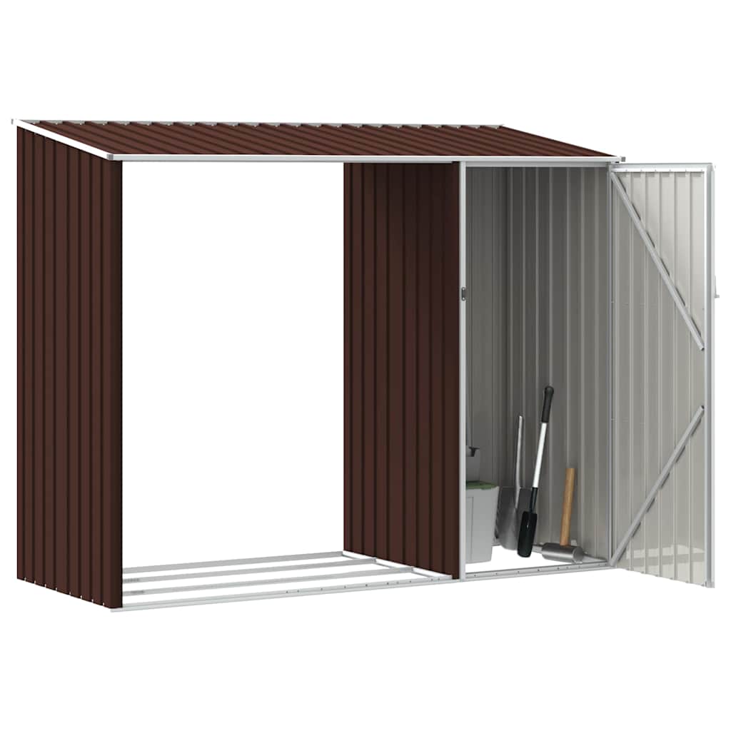 Garden Firewood Shed Brown 245x98x159 cm Galvanised Steel