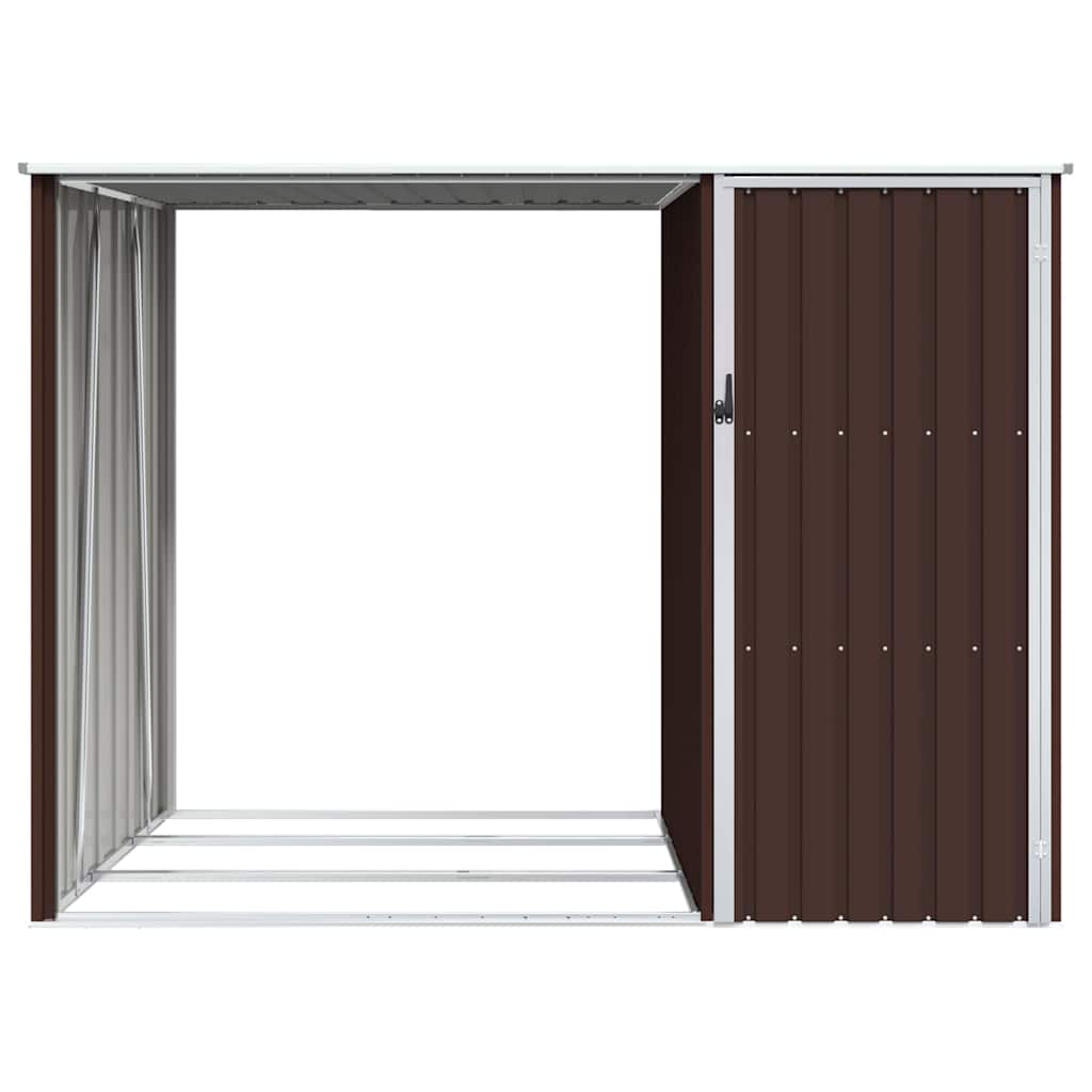 Garden Firewood Shed Brown 245x98x159 cm Galvanised Steel