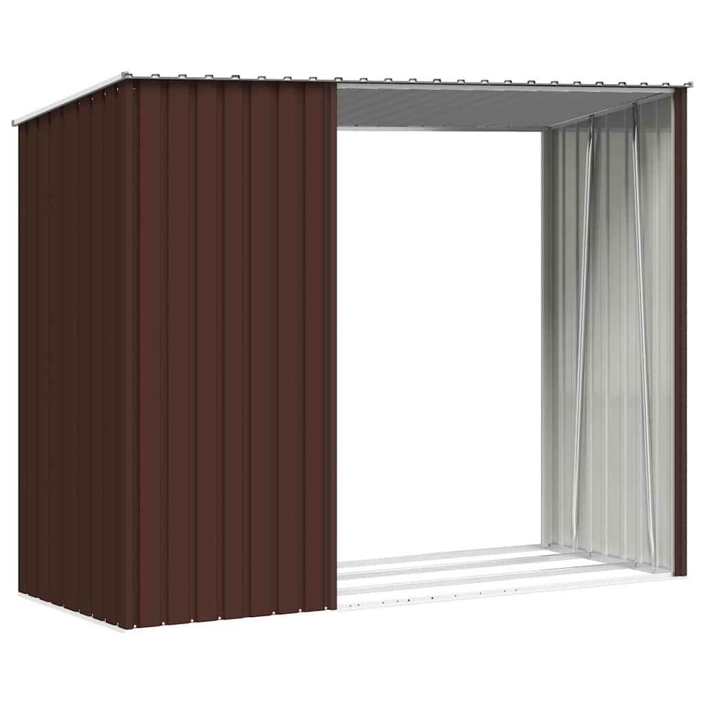 Garden Firewood Shed Brown 245x98x159 cm Galvanised Steel
