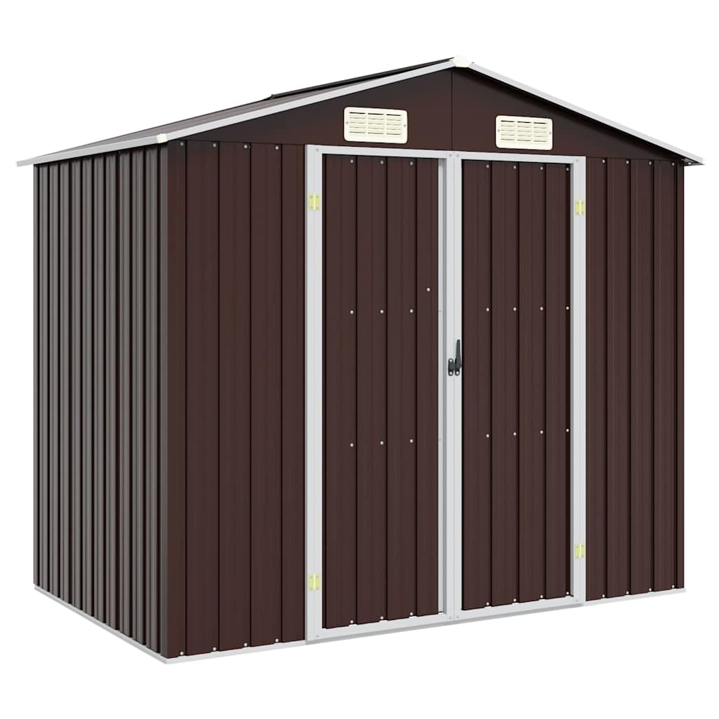 Garden Shed Brown 205x129x183 cm Galvanised Steel