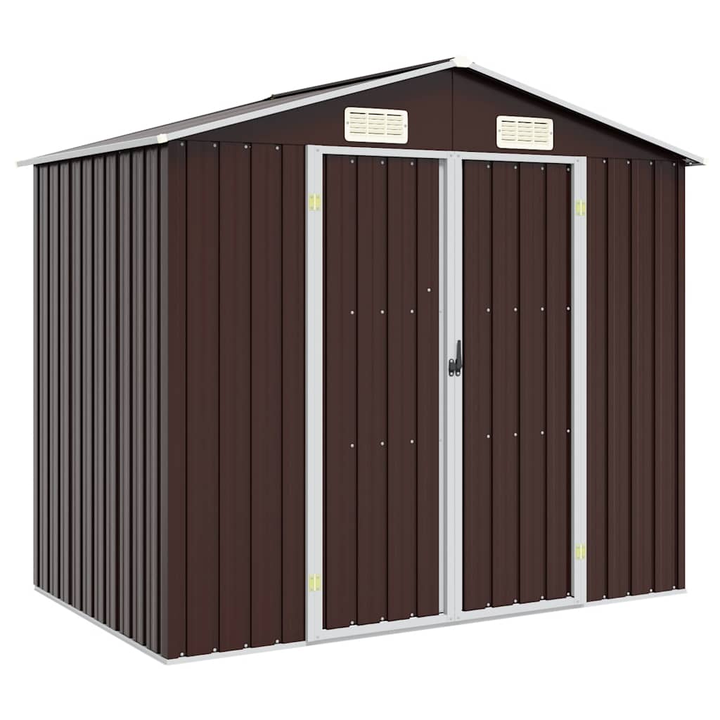 Garden Shed Brown 205x129x183 cm Galvanised Steel