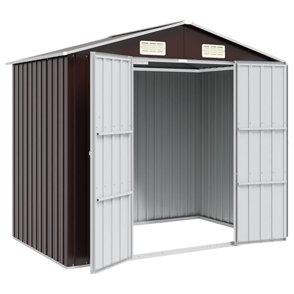 Garden Shed Brown 205x129x183 cm Galvanised Steel