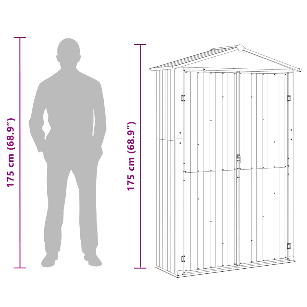 Garden Shed Brown 116x45x175 cm Galvanised Steel