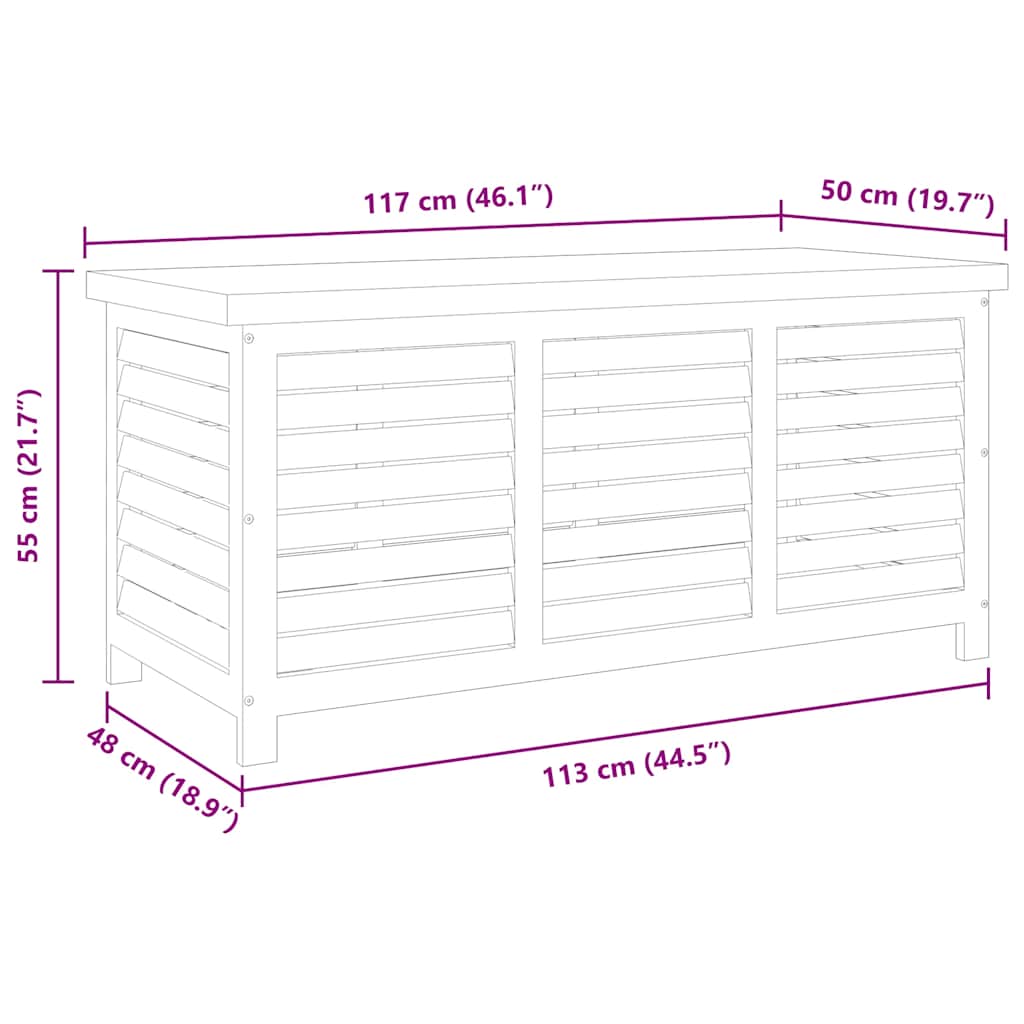 Garden Storage Box 117x50x55 cm Solid Eucalyptus Wood