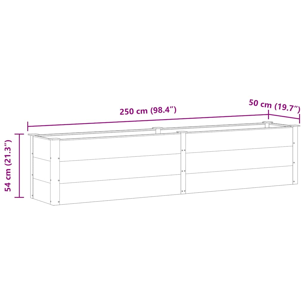 Garden Raised Bed 250x50x54 cm WPC Grey