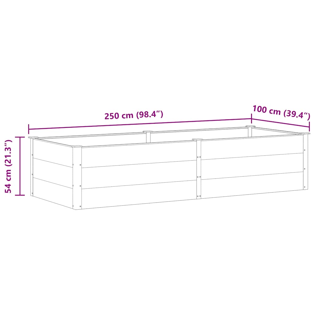 Garden Raised Bed 250x100x54 cm WPC Grey