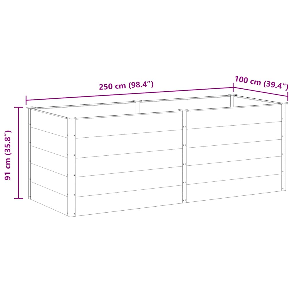Garden Raised Bed 250x100x91 cm WPC Grey