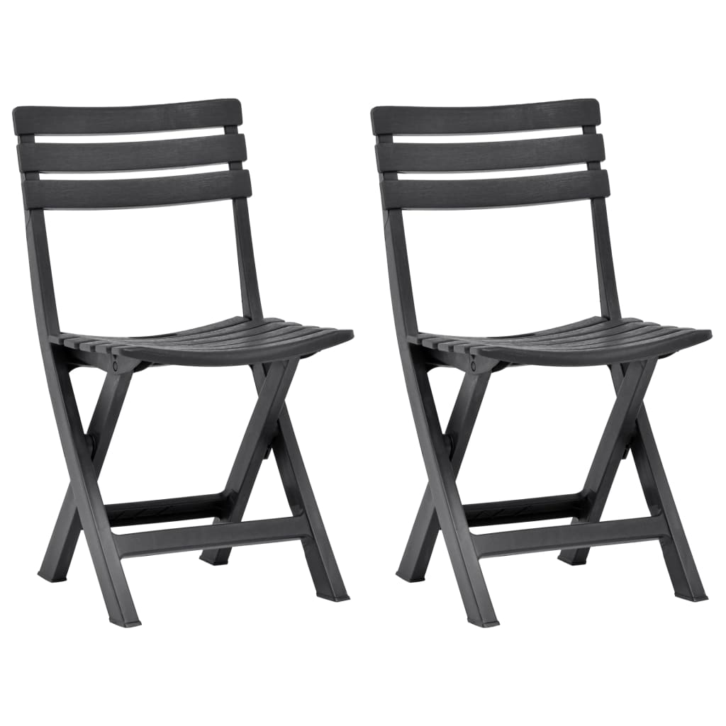 Folding Garden Chairs 2 pcs Plastic Anthracite