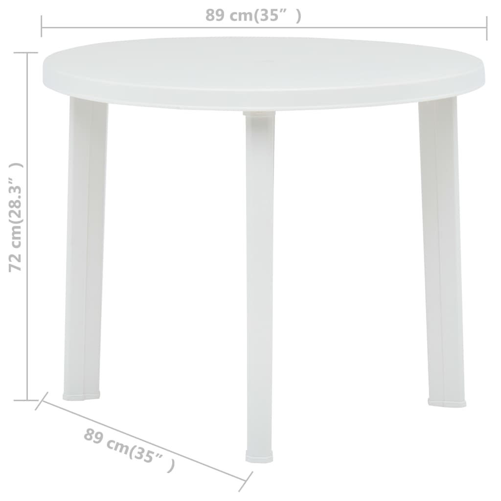 Garden Table White 89 cm Plastic